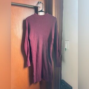 Express Maroon Sweater Long Sleeve MIDI Dress